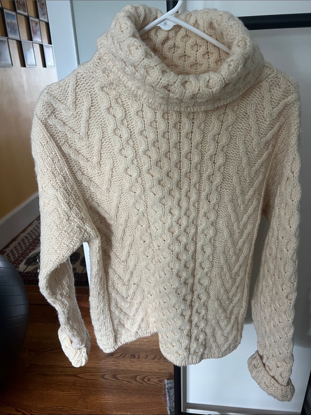 Aran Crafts Cream Cable Turtleneck Sweater